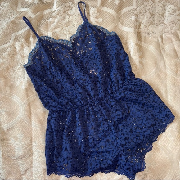 Victoria's Secret Blue Lace Romper - Picture 1 of 3